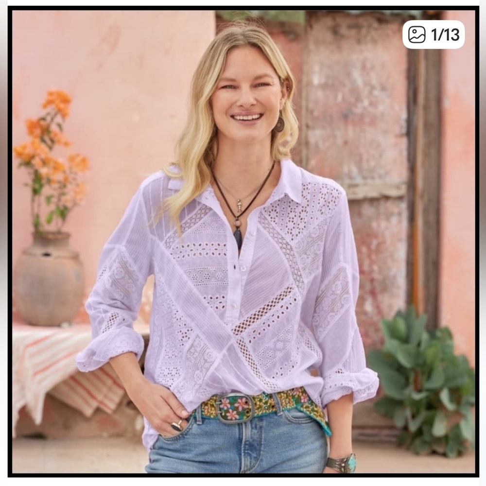 Sundance Matilda Eyelet Lace Top in Lavender Purple